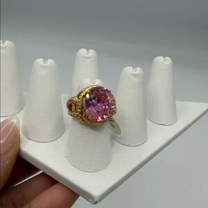 Elegant Gold and Pink Gemstone Ring